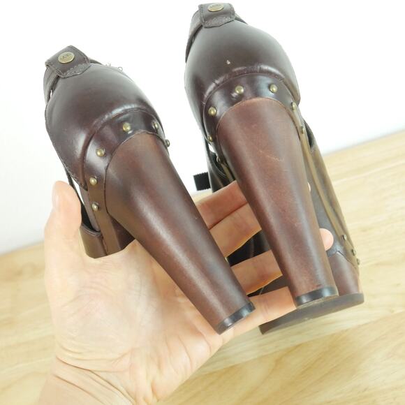 Ugg Celestina Size 10 Platform Heels Burgundy Leather Clog Shoes Chunky Studded - Picture 10 of 13